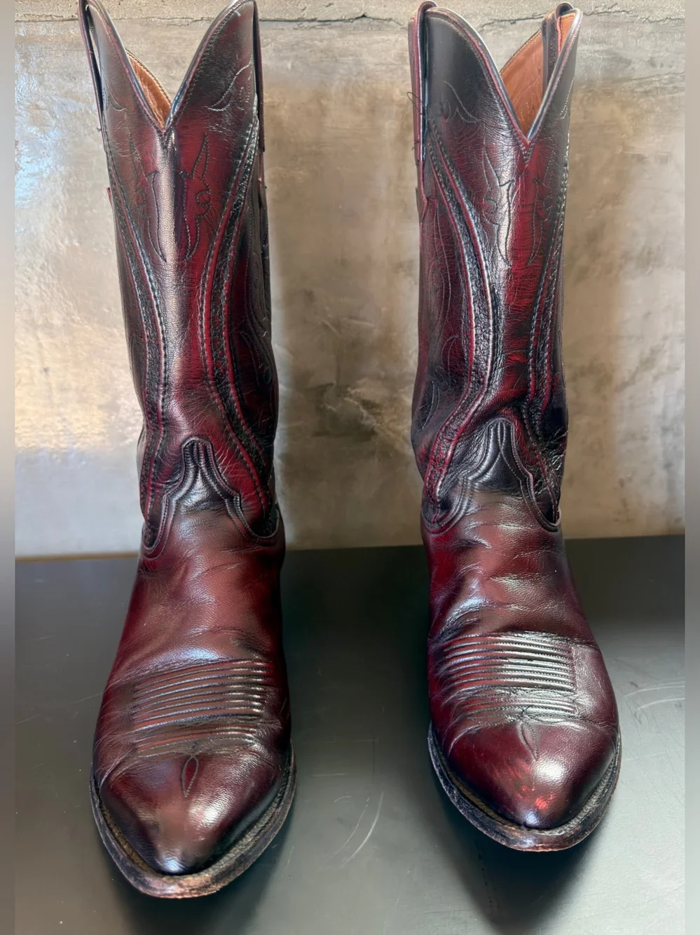 Lucchese Black Label boots in Black Cherry Santini Goat - Men’s 9D